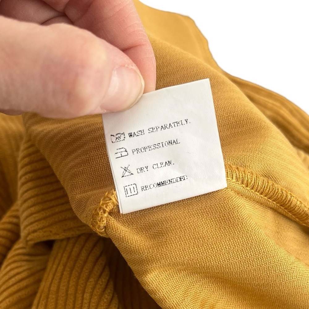 NWT High waisted relaxed fit pleated mustard yellow corduroy trousers 6 - Picture 15 of 16